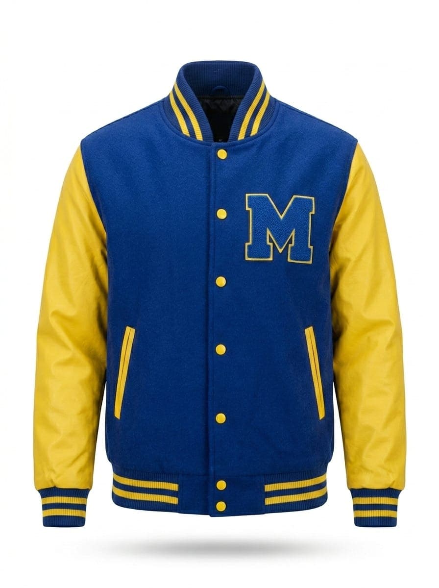 Premium Navy Blue and Yellow Varsity Jacket