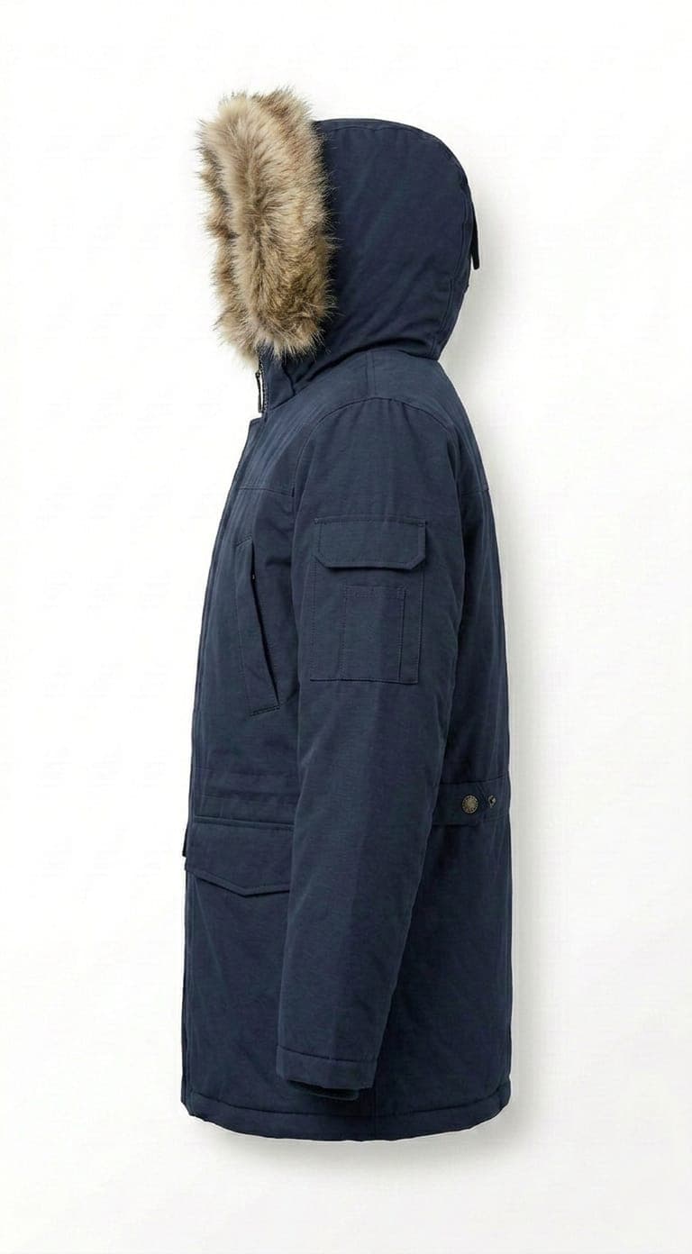 dark blue winter parka Jacket - Thumbnail 4