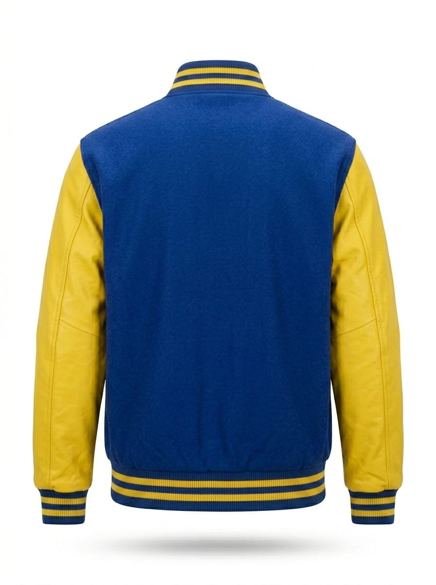 Premium Navy Blue and Yellow Varsity Jacket - Image 2